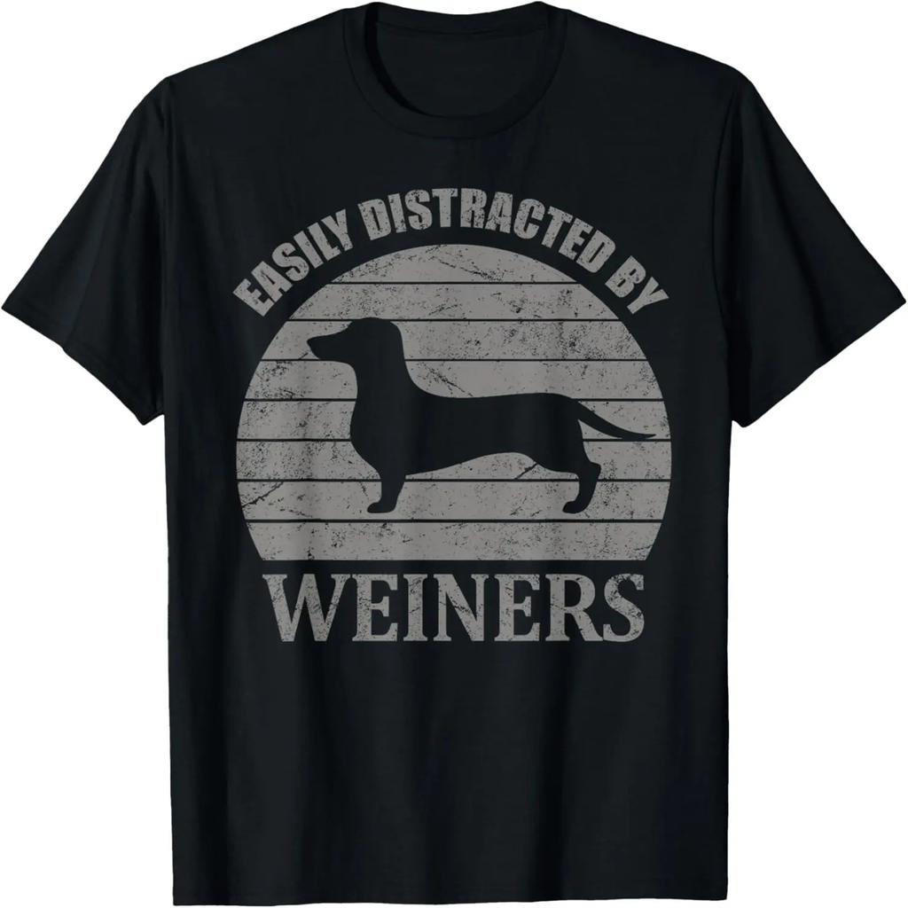 Retro Pet Dogs Weiners Lover Easily Distracted By S T-Shirt