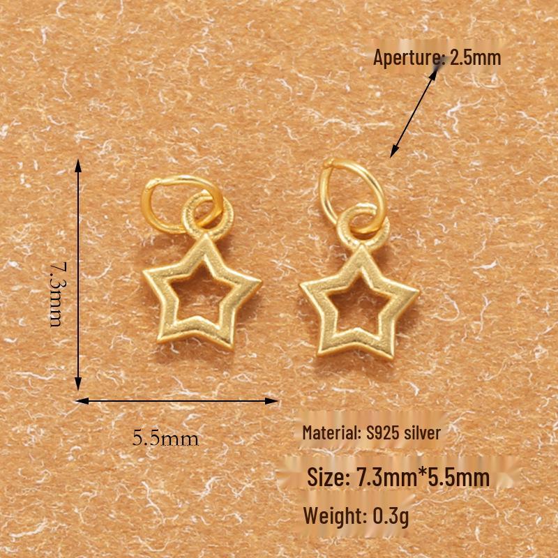 

Gold-Plated Sterling Silver Lucky Cat Star Dangle Pendant for DIY Bracelets/Necklaces