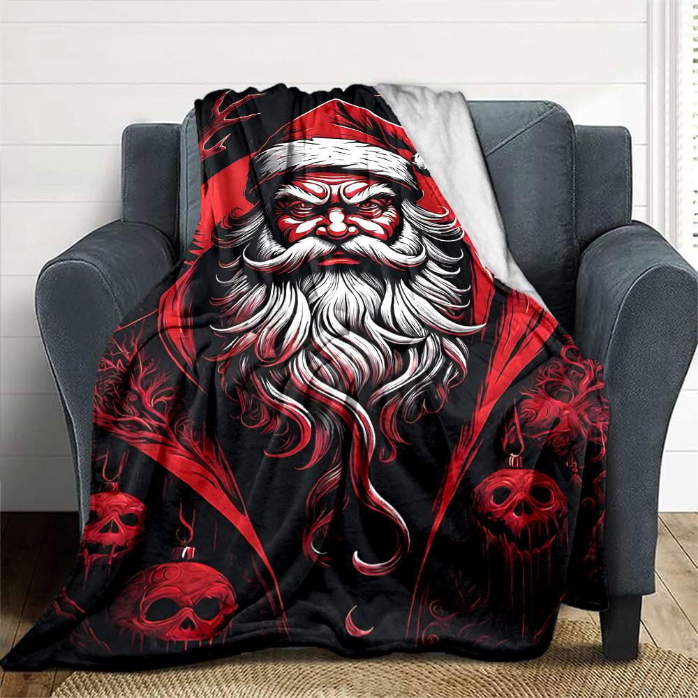 1pc Santa Claus, Gothic Throw Blanket Soft Flannel, Cozy All Season Polyester Perfect for Home, Office