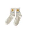 Korean Smiley Face Women's Mid-Calf Socks, Cute Japanese Style, Internet Trend, Pure Cotton for Spring, Autumn, Winter