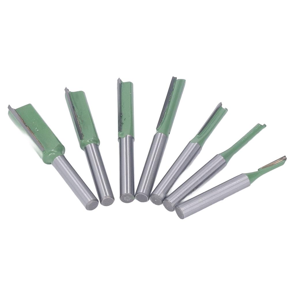 7Pcs Straight Router Bit Round Shank Milling Cutter Tool Set Kit for Woodworking