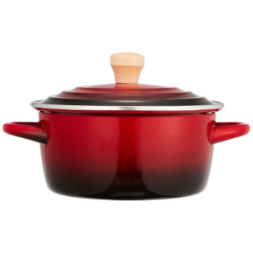Wahei Freiz Enamel Pot with Lid, 20cm, Red, for Pot-au-feu and Jam, IH Compatible, Rubani RA-9790