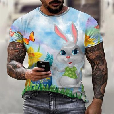 Easter Summer Men's T-shirt Funny Rabbit Egg 3D Printing