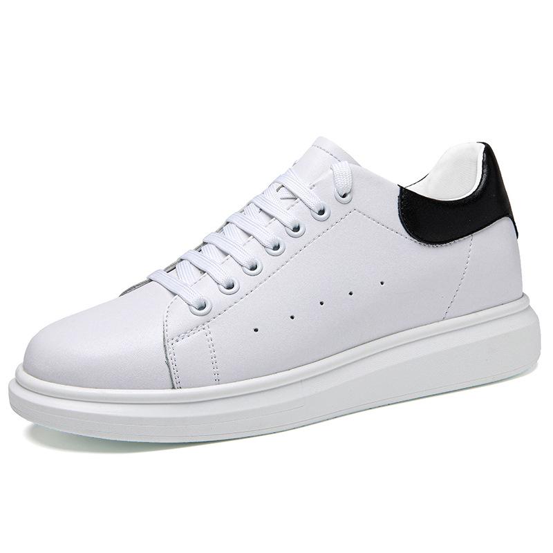 Men s & Women s White Cowhide Platform Sneakers with Low Heel & Hidden Height Boost 34