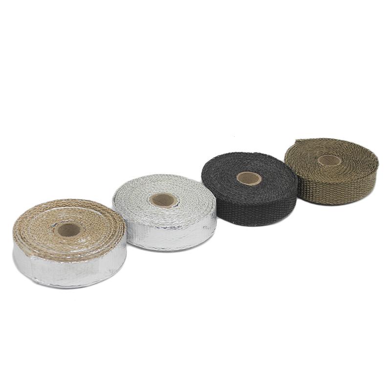 ZSDTRP 25mm*5/10/15M Titanium Exhaust Heat Wrap Roll for Motorcycle Fiberglass Heat Shield Tape with Stainless Ties