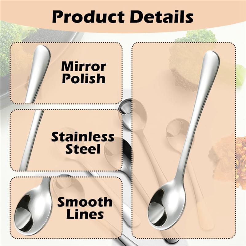 ABUI-30 PCS Condiment Spoons Stainless Steel Mini Spoons 3 Inches Cute Small Spoons Silver Tiny Spoon For Powder Spices Jars4