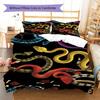 Snake and Skull Pattern Bedding Quilt Set Quilt Cover Pillowcase Home Decoration Gift (1 * Duvet Cover + 2 * Pillowcase, Without Core)