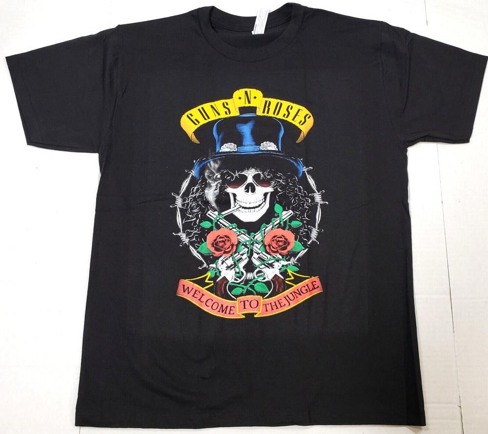 GUNS N ROSES T-shirt Welcome To The Jungle Tee GnR Slash Adult Men's Black New Unisex T-Shirt