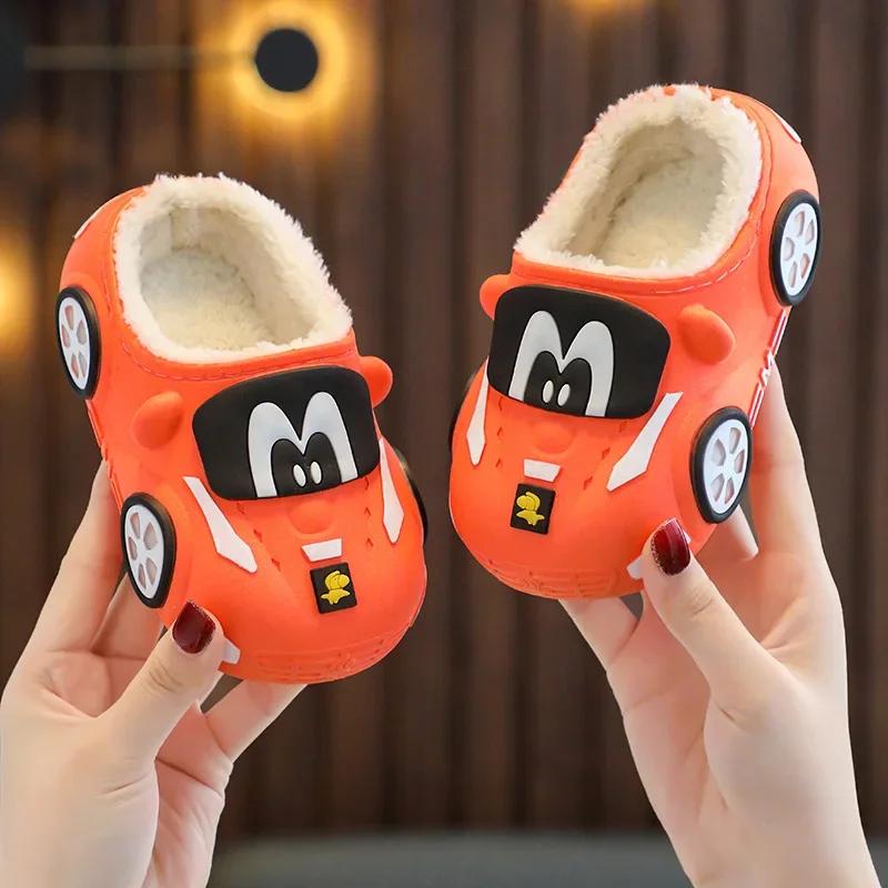 Fashion Children Indoor Slippers Winter Warm Shoes Kids Mum Dad Home Floor Slipper Cartoon Style Anti-slip Boys Girls Cotton Footwear
