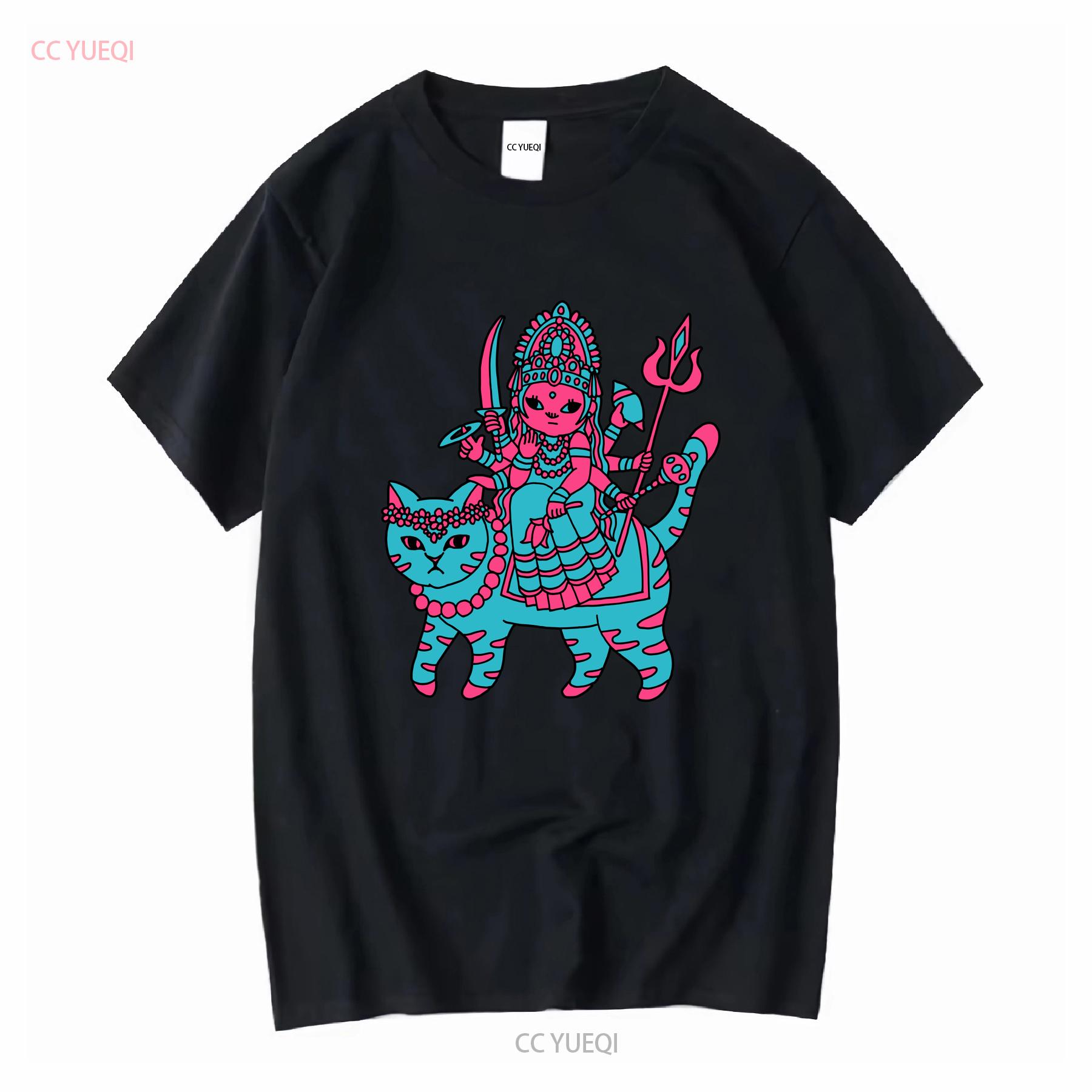 

Japan Animal Association T Shirt black Indian God Durga vintage Washed Top For Everyday Wear Slightly Casual Breathable 4XL