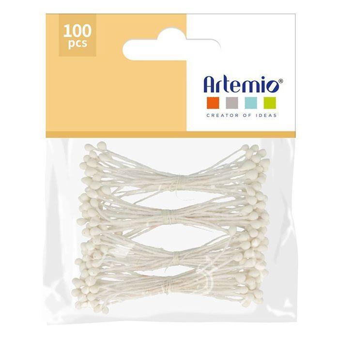 Pistils Etamines - ARTEMIO - Blanc - 5,5 x 0,2 cm - 100 pcs - Objets Décoratifs