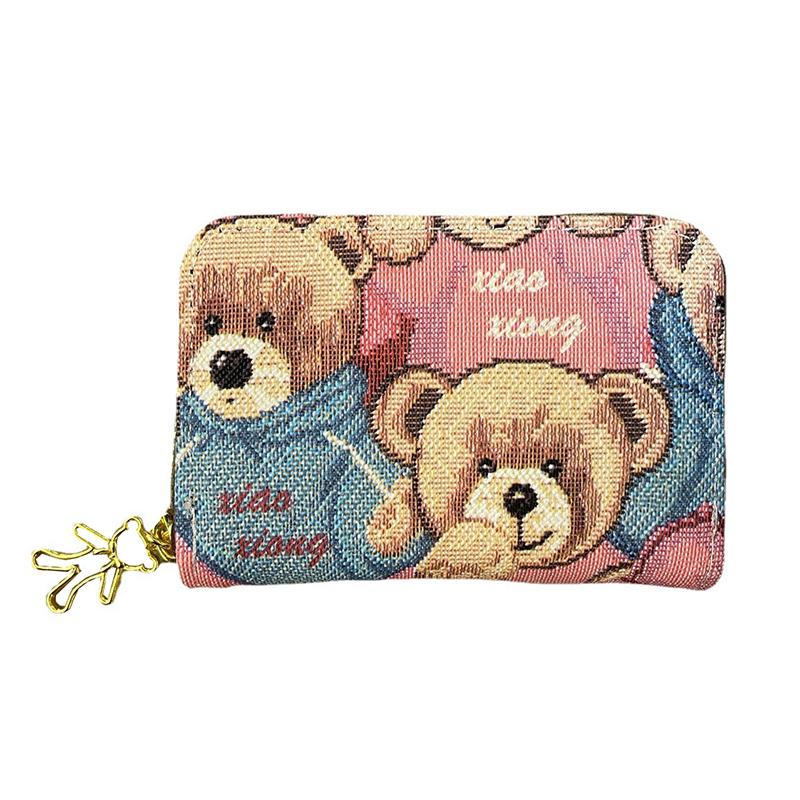 

1Piece Fashion Cute Little Bear Printed Women s Zero Wallet Multi Functional Zipper Organ Mountaineering Bag Christmas Gifts