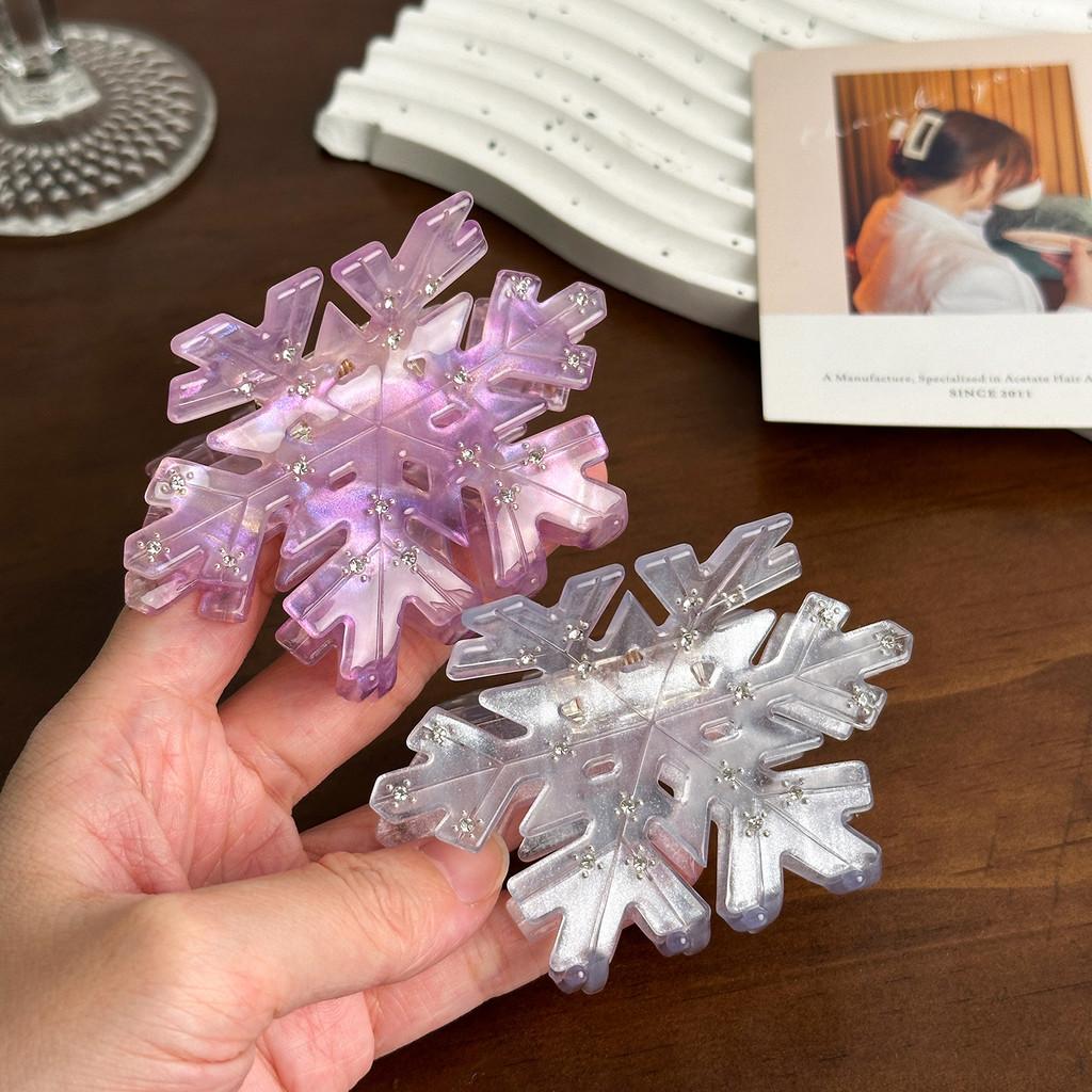 Atemberaubende Schneeflocken-Acetat-Haarklammer mit luxuriösen Diamant-Einlagen für Frauen