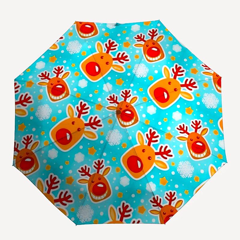 

1pc Reindeer Pattern Automatic Open/Close Umbrella with Windproof, 8-Rib Sturdy Canopy, Durable Ribs, Ideal for Gifts yy251117063