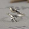 Buyee 925 Sterling Silver Cute Bird Ring Adjustable Animal Jewelry for Women Vintage Animal Jewelry Fine Silver Ring Gift