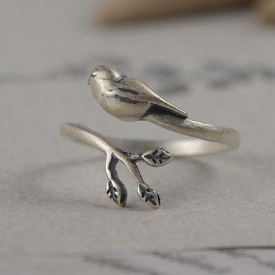 Buyee 925 Sterling Silver Cute Bird Ring Adjustable Animal Jewelry for Women Vintage Animal Jewelry Fine Silver Ring Gift