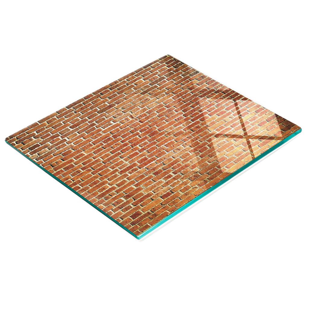 Stylish and Durable Glass Board with Red Brick Wall Print 60x52 Cm
