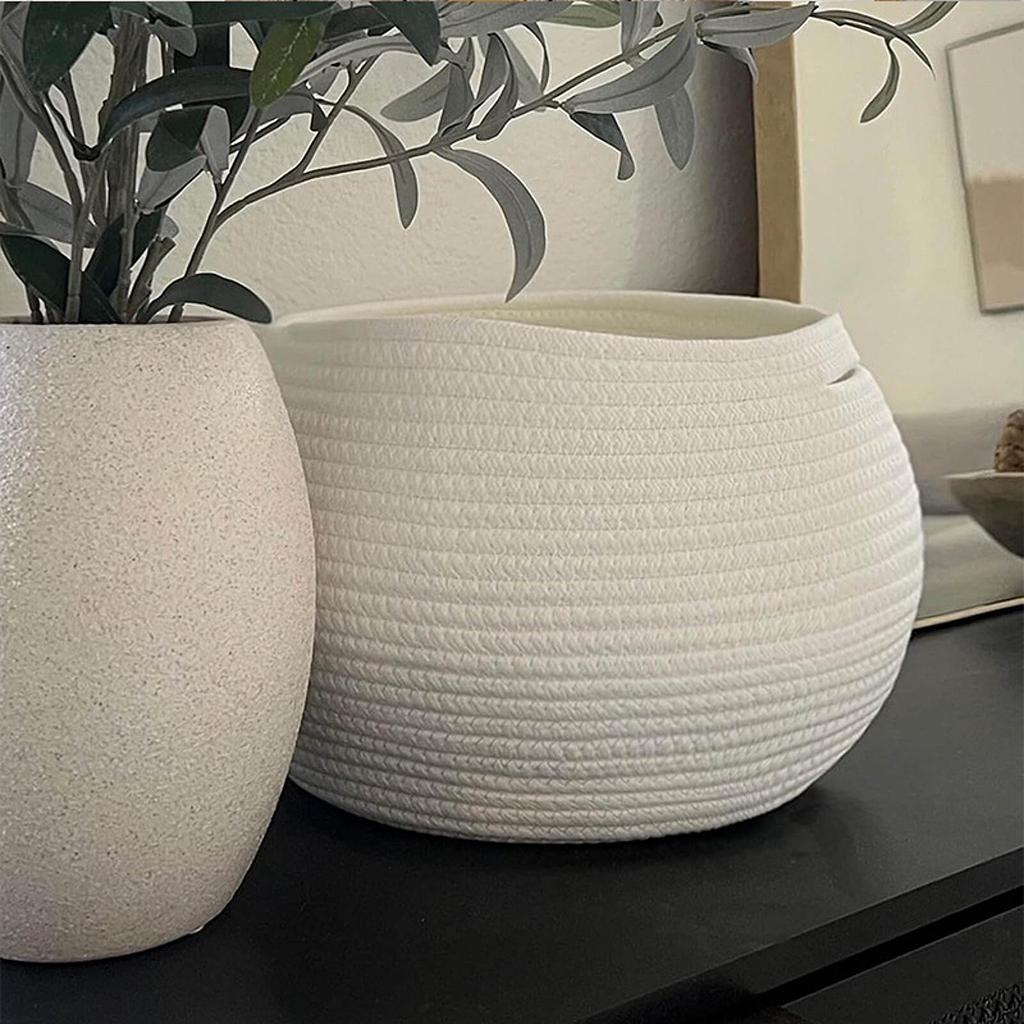 Woven Lagerung Korb Dekorative Container Bin Hause mit Griff Kleine Runde Pflanze für
