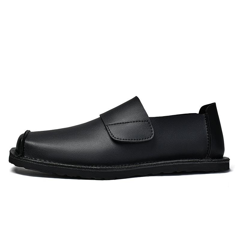 Chaussures pour hommes grande taille Velcro chaussures décontractées en cuir pour hommes 45 commerce extérieur noir chaussures mocassins paresseux pour hommes