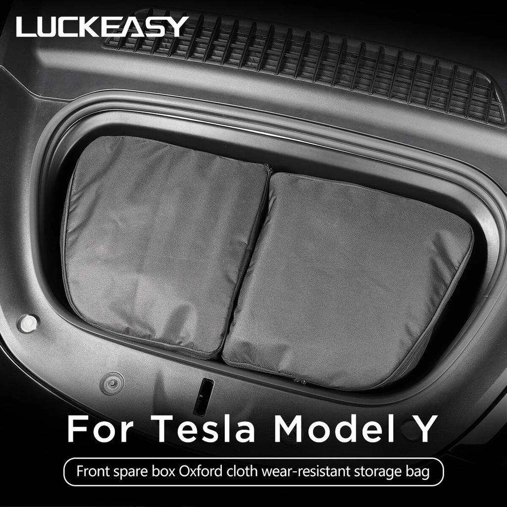 LUCKEASY For Tesla Model Y 2017-2023 Car Accessories Oxford Cloth Wear-resistant Portable Front Trunk Luggage Storage Bag