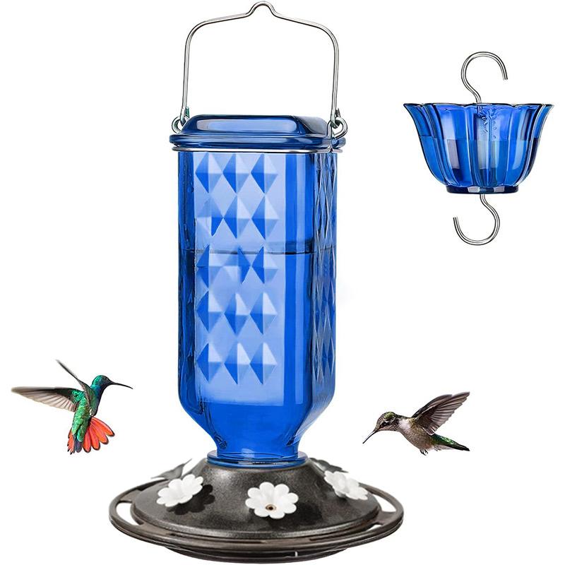 

Hanging Glass Hummingbird Feeder, Outdoor Bird Leak Proof Base Feeder, Six Feeding Ports, Suitable For Outdoor Garden Decoration Blue style