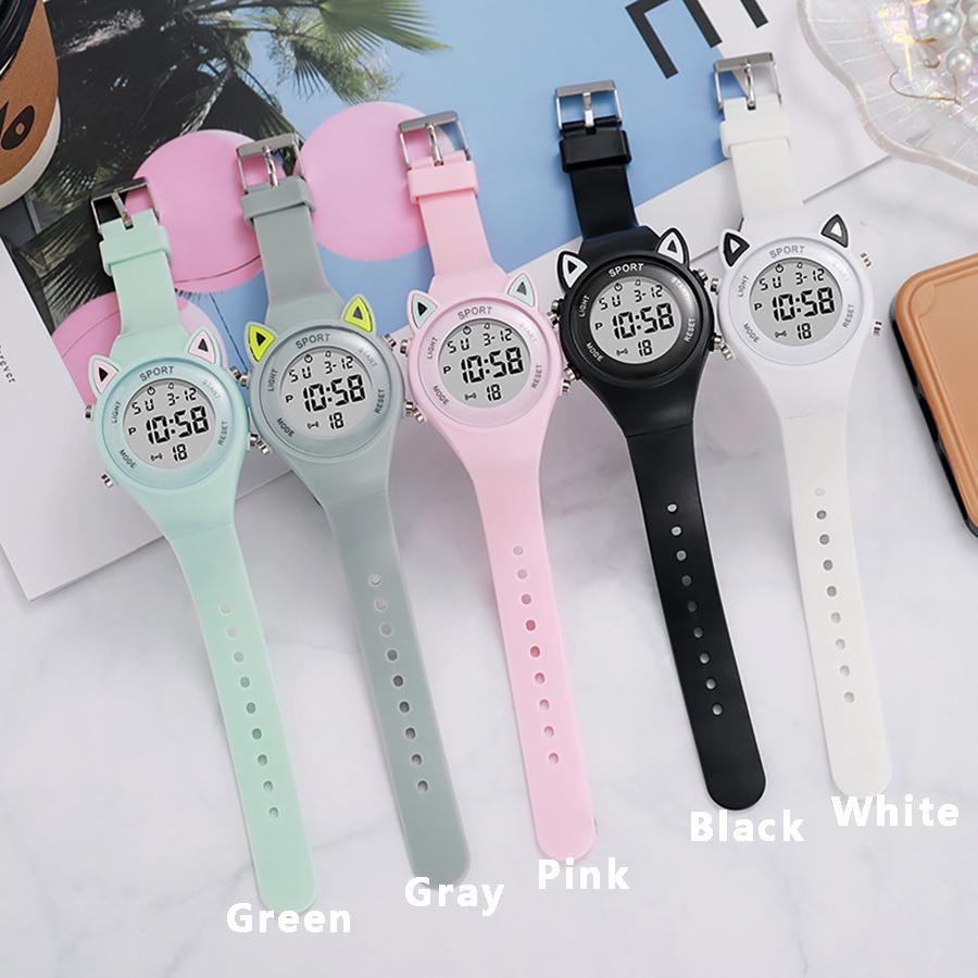 3D Cat-ear Men Women Watches Kids Sports Electronic Watches for Girls and Boys Student Waterproof LED Digital Wristwatch Gifts