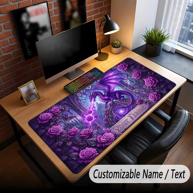 Dragon Theme Custom Mouse Pad Personalized With Name Text Customized Desk Mat For Office Home Decor