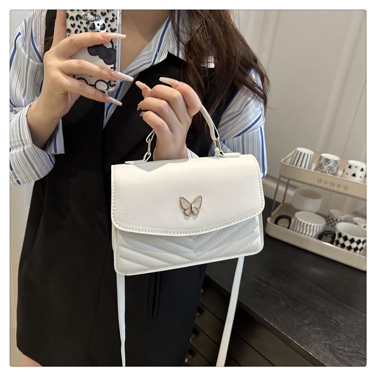 Vintage Faux Leather Shoulder Bag for Women, Butterfly Decor Small Crossbody Purse, Square Bag for Daily Use