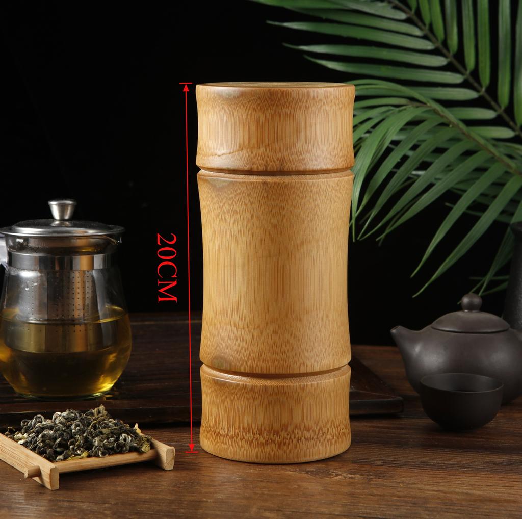 Natural Handmade Bamboo Tea Canister Food Storage Box Seal Kitchen Storage Jars Portable Tea Coffee Beans Spice Jar Organizer