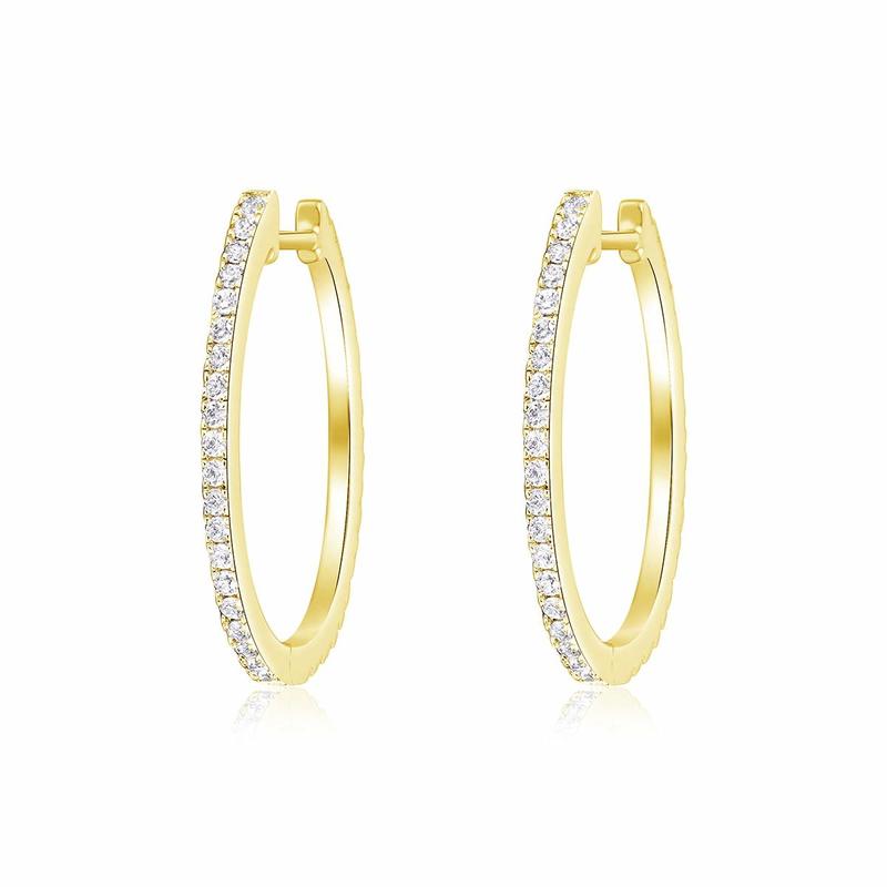 APM Monaco Pavé sparkling bright stone circle design, versatile earrings for women, gold YE14131OX
