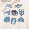 Xiaomi Cartoon Glitter Underwater Marine Creature Enamel Pin Cute Whale Dolphins Sharks Octopus Manta Ray Seahorse Badge Jewelry Brooch
