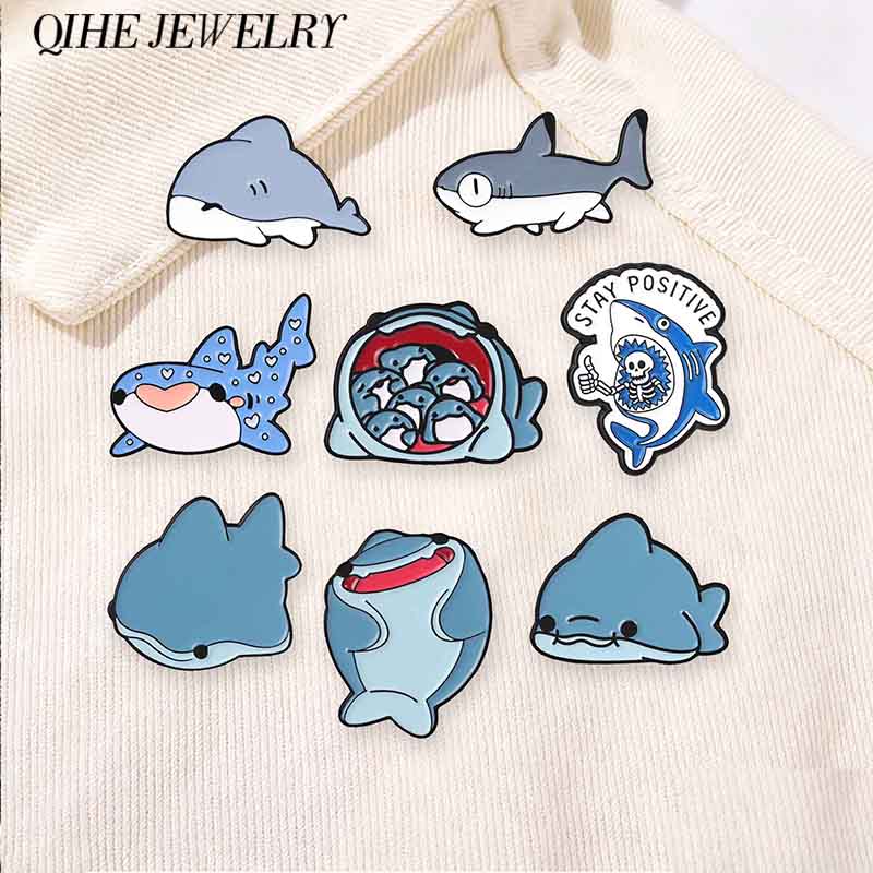 Xiaomi Cartoon Glitter Underwater Marine Creature Enamel Pin Cute Whale Dolphins Sharks Octopus Manta Ray Seahorse Badge Jewelry Brooch