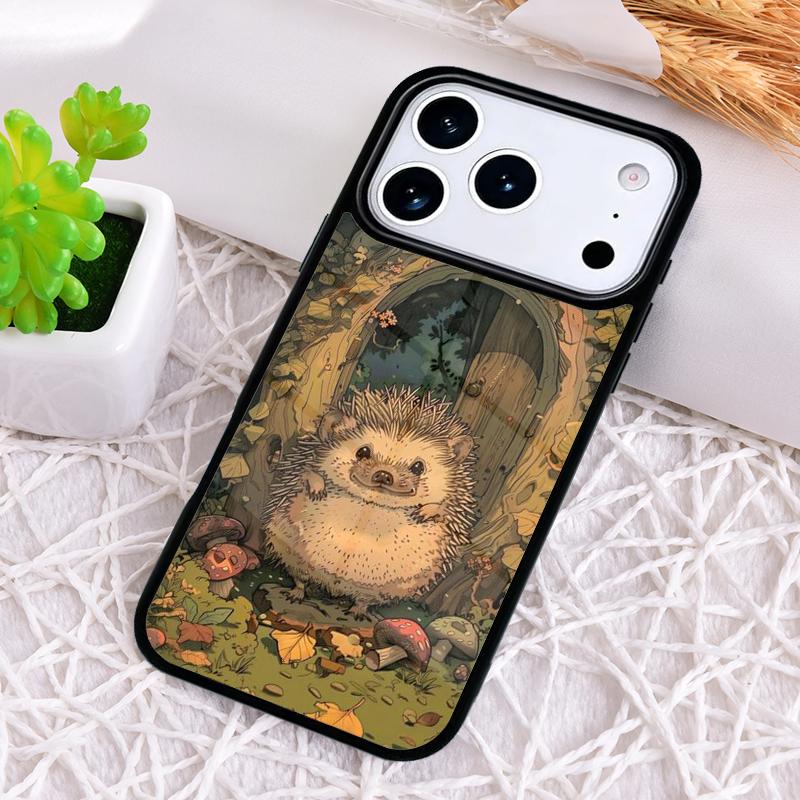 Чехол для телефона Ёжик для iPhone 17 Air 16 15 11 12 14 13 Pro Max Ударопрочный чехол