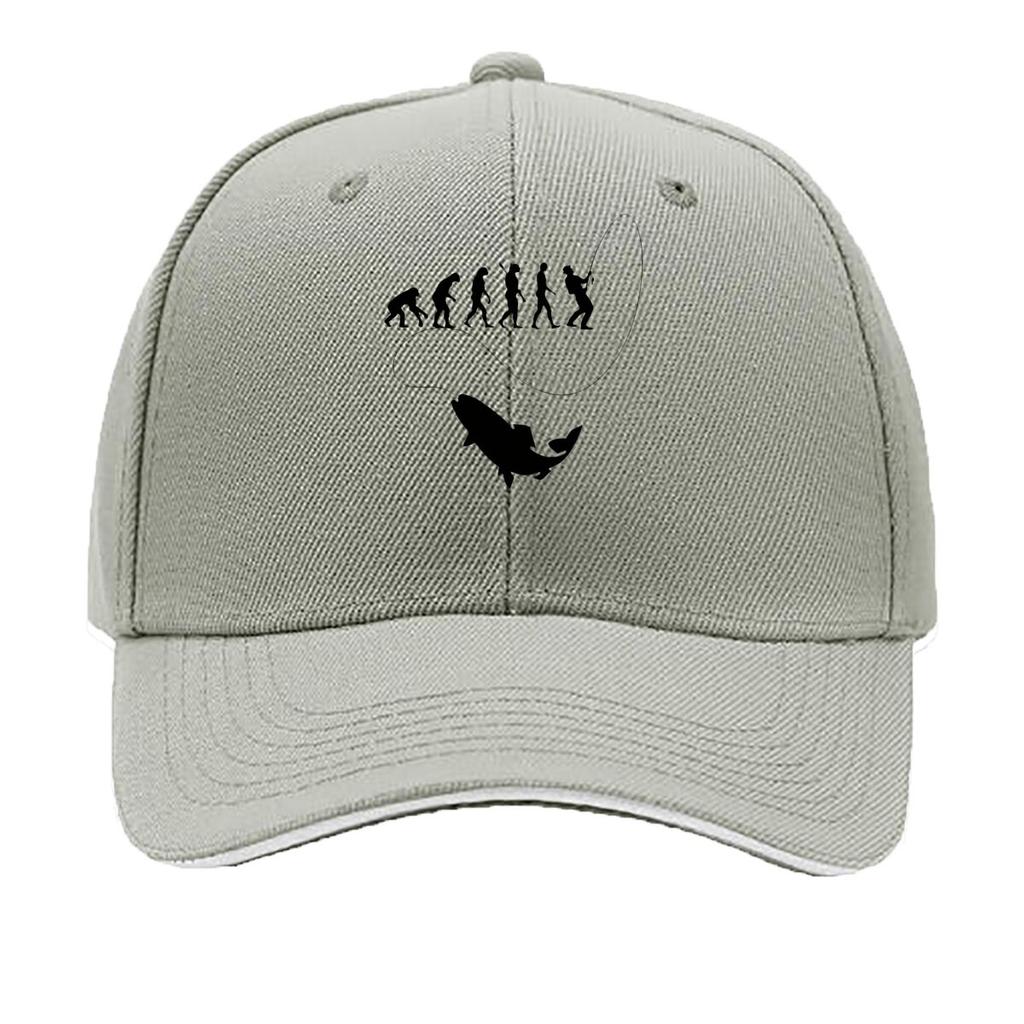 Fishing Evolution Silhouette Angler Fish Graphic Sandwich Baseball Cap Sun Cap Outdoor Workouts Hat