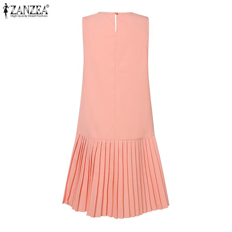 ZANZEA Damska letnia sukienka bez rękawów, na co dzień, plisowana
