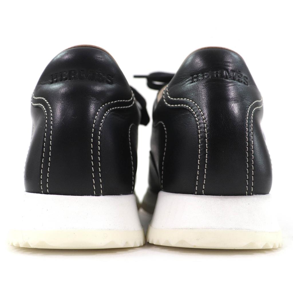 Great HERMES sneakers quick H logo stitch black leather Women 35 192214Z Used