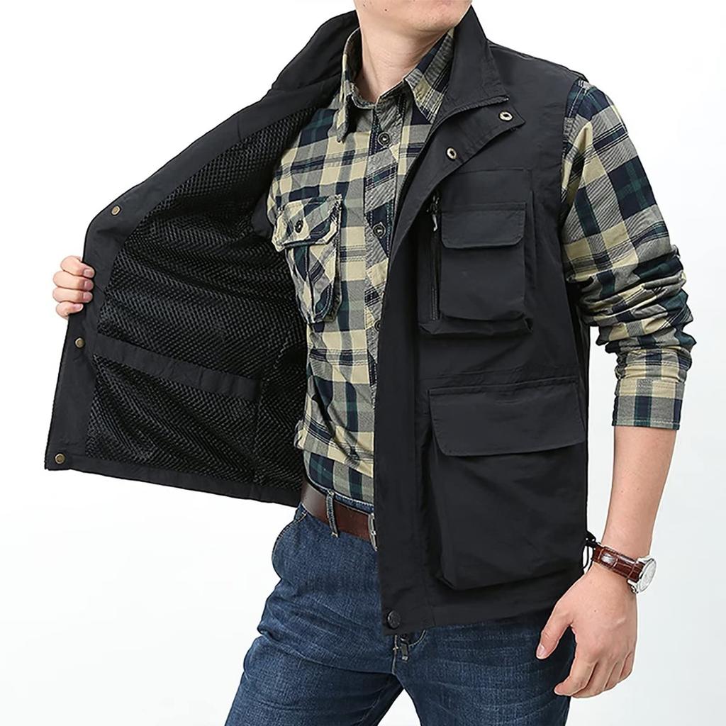 OROLN Multifunctional Mesh Perfect for Summer UV Stylish Fishing Camping Vest Men's Vest, Ultralightweight, Fishing, Shooting, Mountaineering,