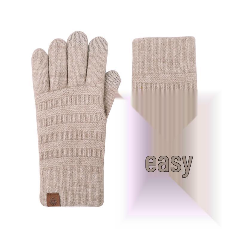 Women's Fleece-Lined Knitted Outdoor Gloves