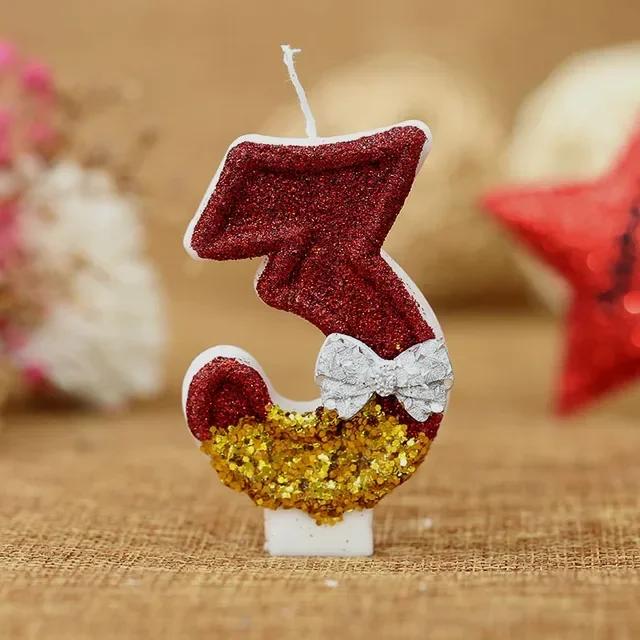 Red Number Birthday Candles Cake Decoration 0 1 2 3 4 5 6 7 8 9 Bow Cupcake Topper Birthday Party Anniversary Wedding Decor