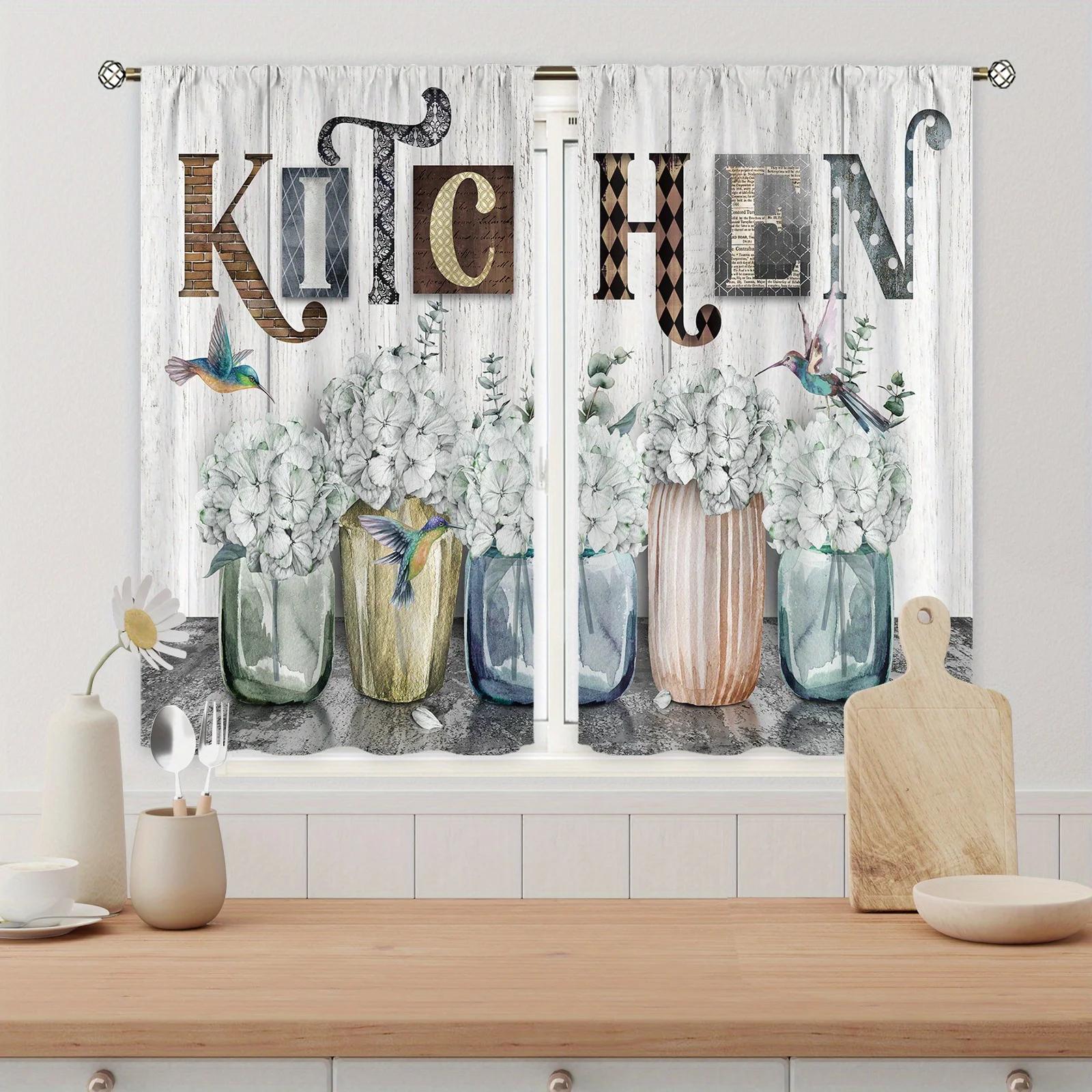

Farmhouse Kitchen Area Drapes Rustic Country Fork Knife Vintage Window Treatment Designed For Kitchen Bedrooms Cafe Living Living Space Home Dec W60H60(CM)x2PCS&HOOK