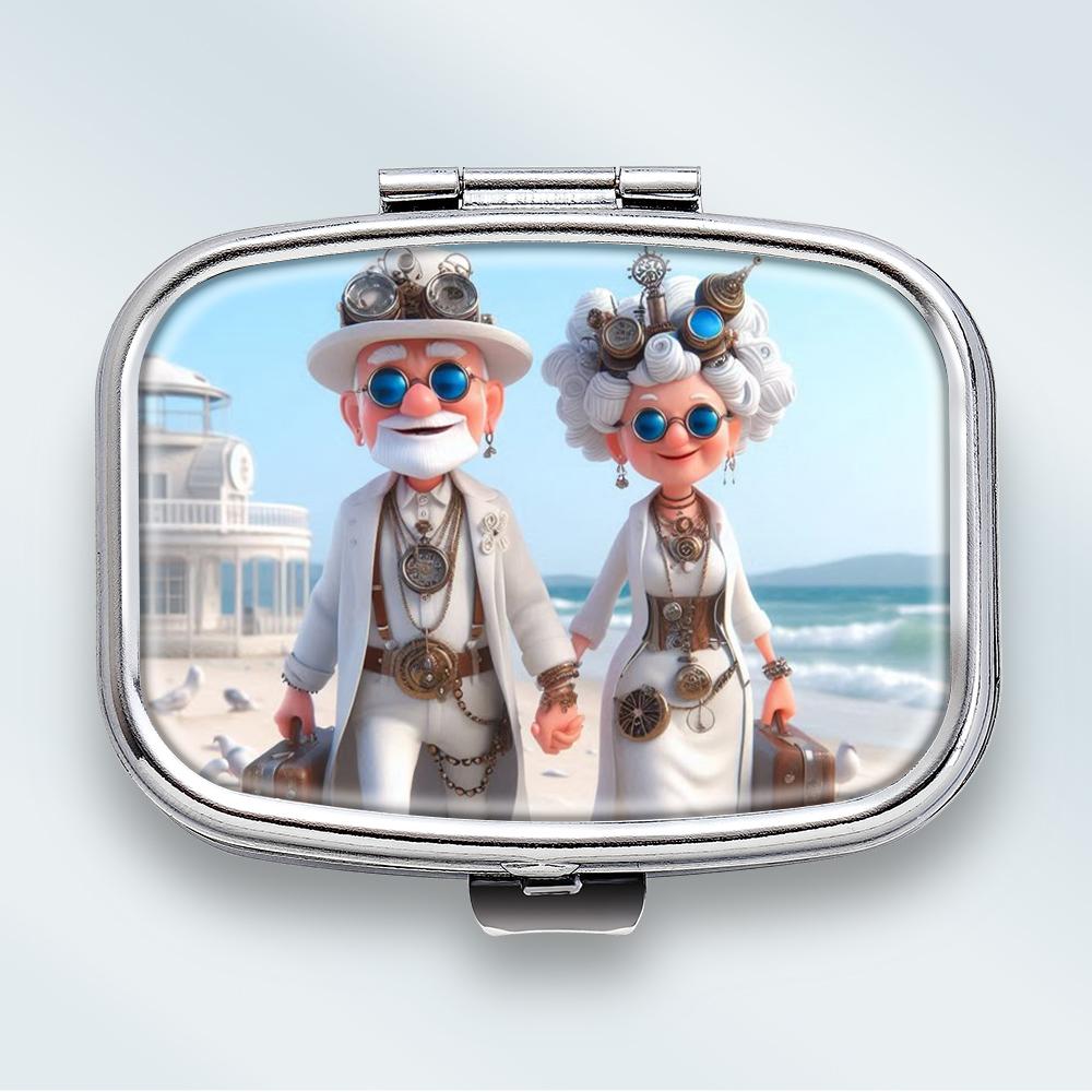 

Mini Metal Jewelry Box, 2 Grids Portable Storage Case, Travel Small Organizer for Earrings and Tiny Items разноцветный