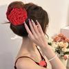 Korean Fabric Rose Flower Hair Claw Clip Women Girls Fashion Barrettes Plastic Hair Grab Clamp Headwear Hair Accessories