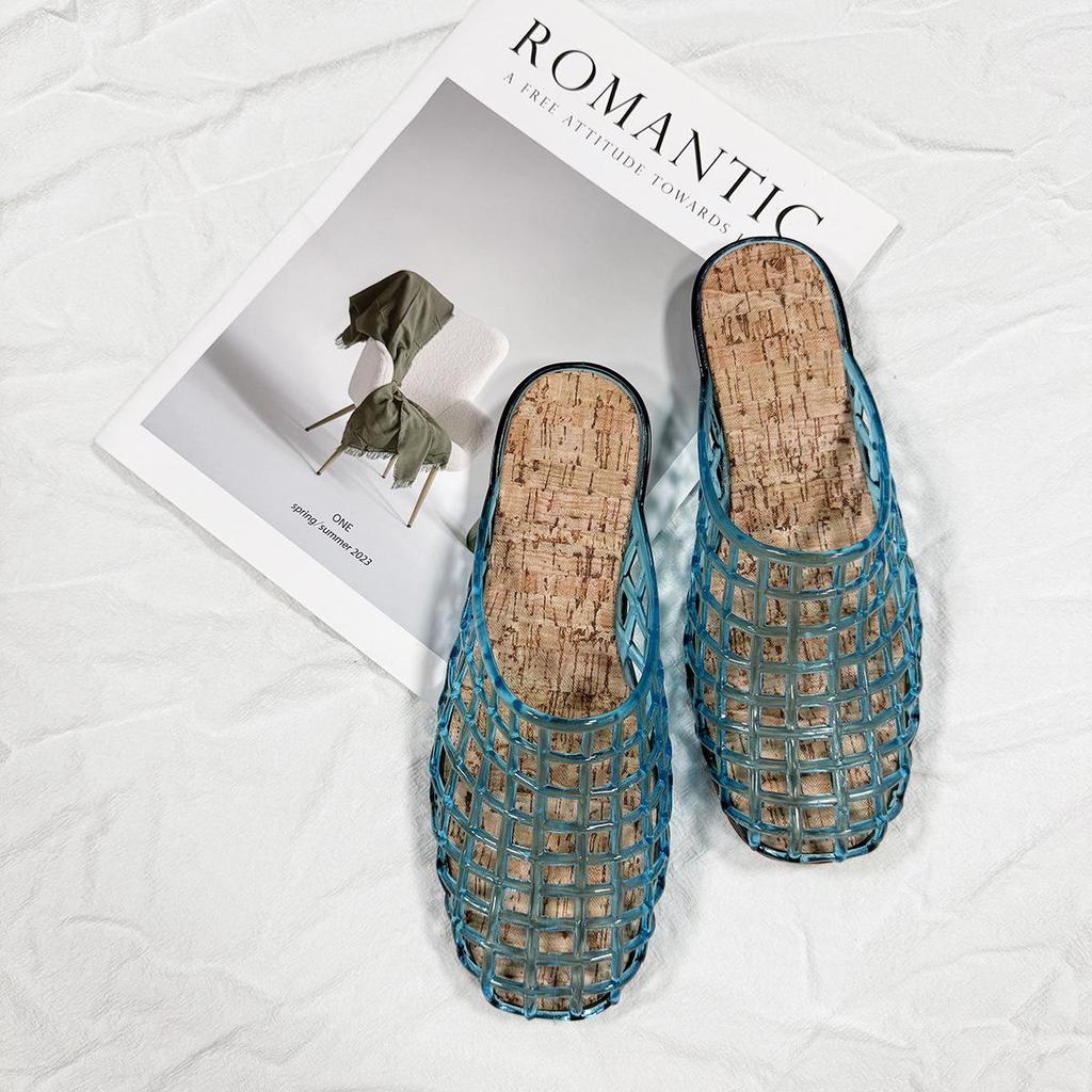 Transparent Mesh Half-Slippers: Women's Casual Korean Slip-On Sandals