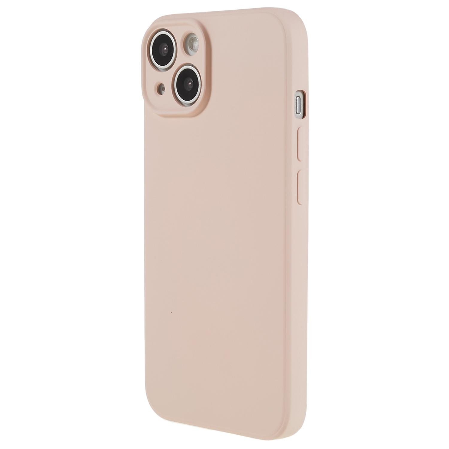 

For iPhone 14 Plus Rubberized Anti-Slip Grip Phone Case Soft TPU Fiber Lining Inside Phone Cover Pink