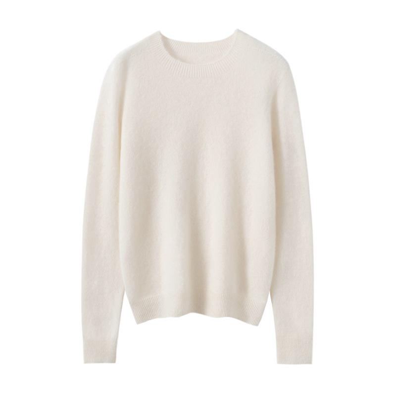 Women's Solid Color Cashmere Round Neck Loose Pullover Base Layer Sweater