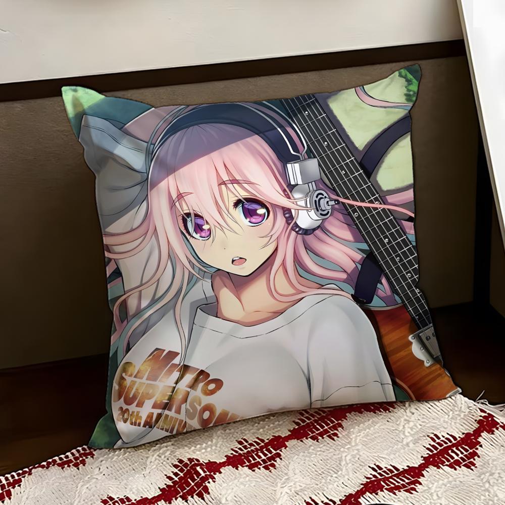 SSUPER Anime SSONICO Cushion Cover Reversible Soft Durable Pillow Cover Home Car MultiScene Use for Daily Comfort