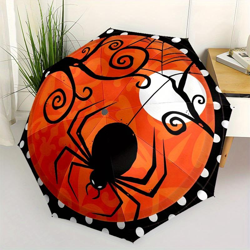 

1pc Halloween spider web moon nightUmbrella with Plastic Handle,Suitable for All Seasons Home Travel Outdoor UmbrellaB1513