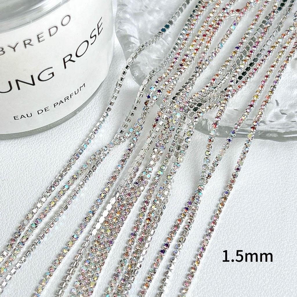 Gold & Silver Chain Nail Art Accessories: Sparkly, Versatile Handmade Rhinestone Pearl Decorations for DIY.