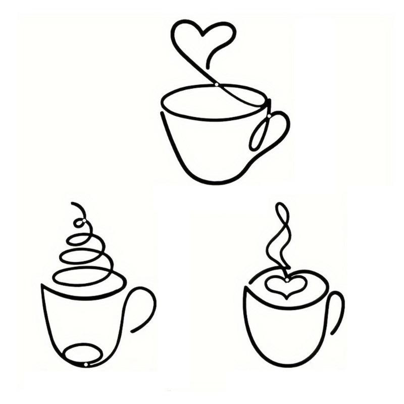 Creative Coffee Theme Wall Hanging Decors Metal Wire Wall Art Ornament Coffee Shop Decoration Home Interior Accessories