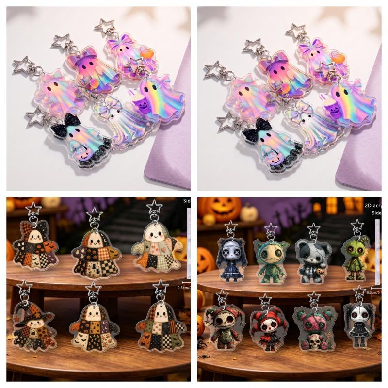 Halloween Cute Ghost Doll-shaped Acrylic Bag Keychain Pendant Decoration for Holiday Decoration Items
